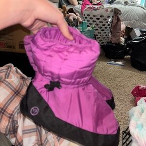 Women's Purple and Black Quilted dance warm up boots